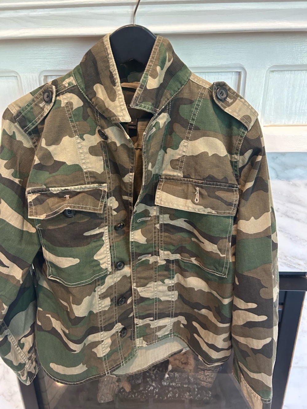Camo Military-Style Jacket - Olive & Brown